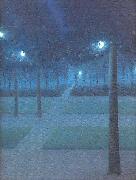 Nuncques, William Degouve de Nocturne in the Parc Royal, Brussels oil painting